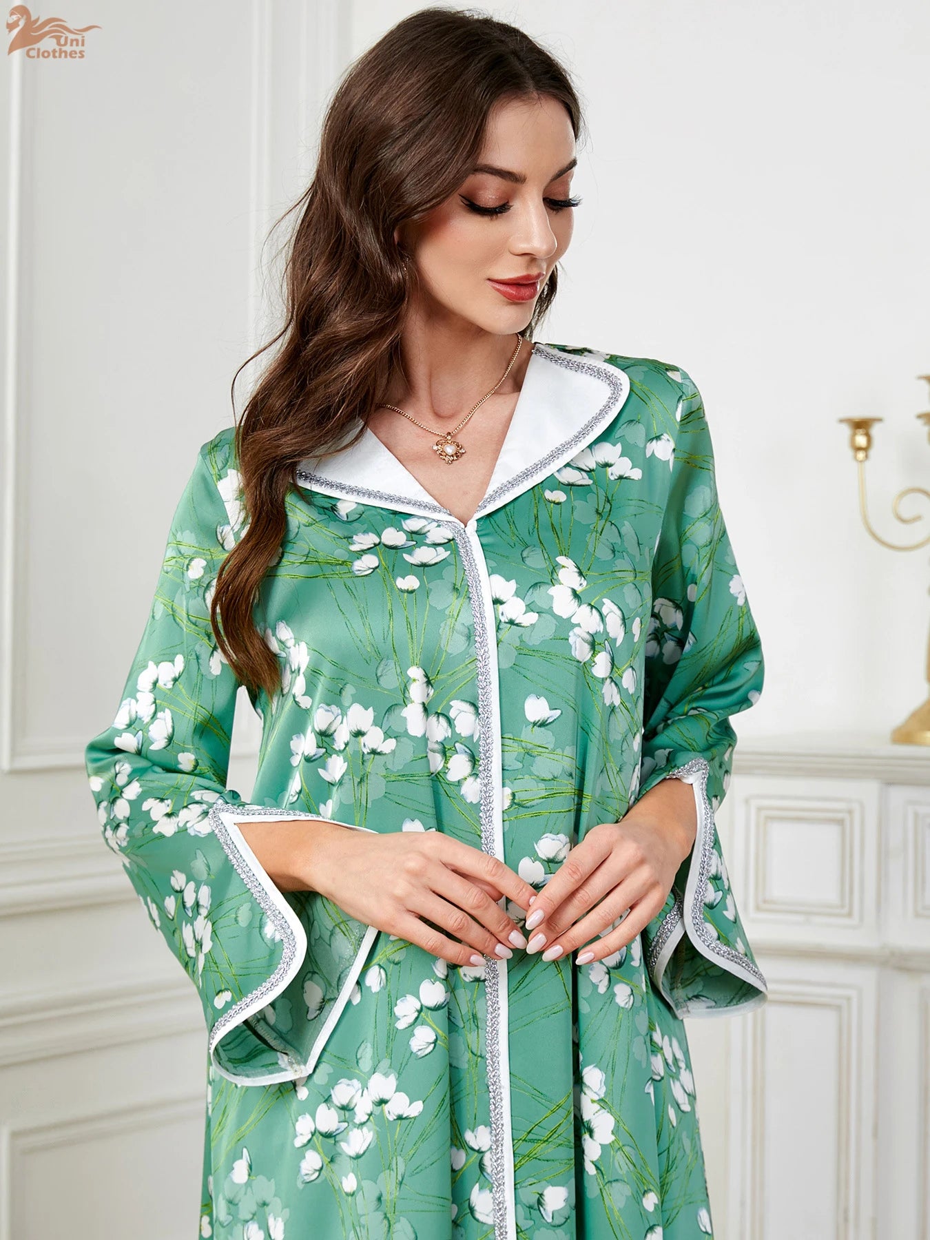 Ramadan Eid Muslim Abaya for Women Party Dresses Flower Print Vestidos Morocco Kaftan Dubai Islam Abayas Jalabiya Long Robe 2024