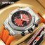 SANDA Luxury Personality Quartz Men Watch 2023 New Design Orange Silicone Strap Sports Style Mens Watches Shockproof Reloj 7027