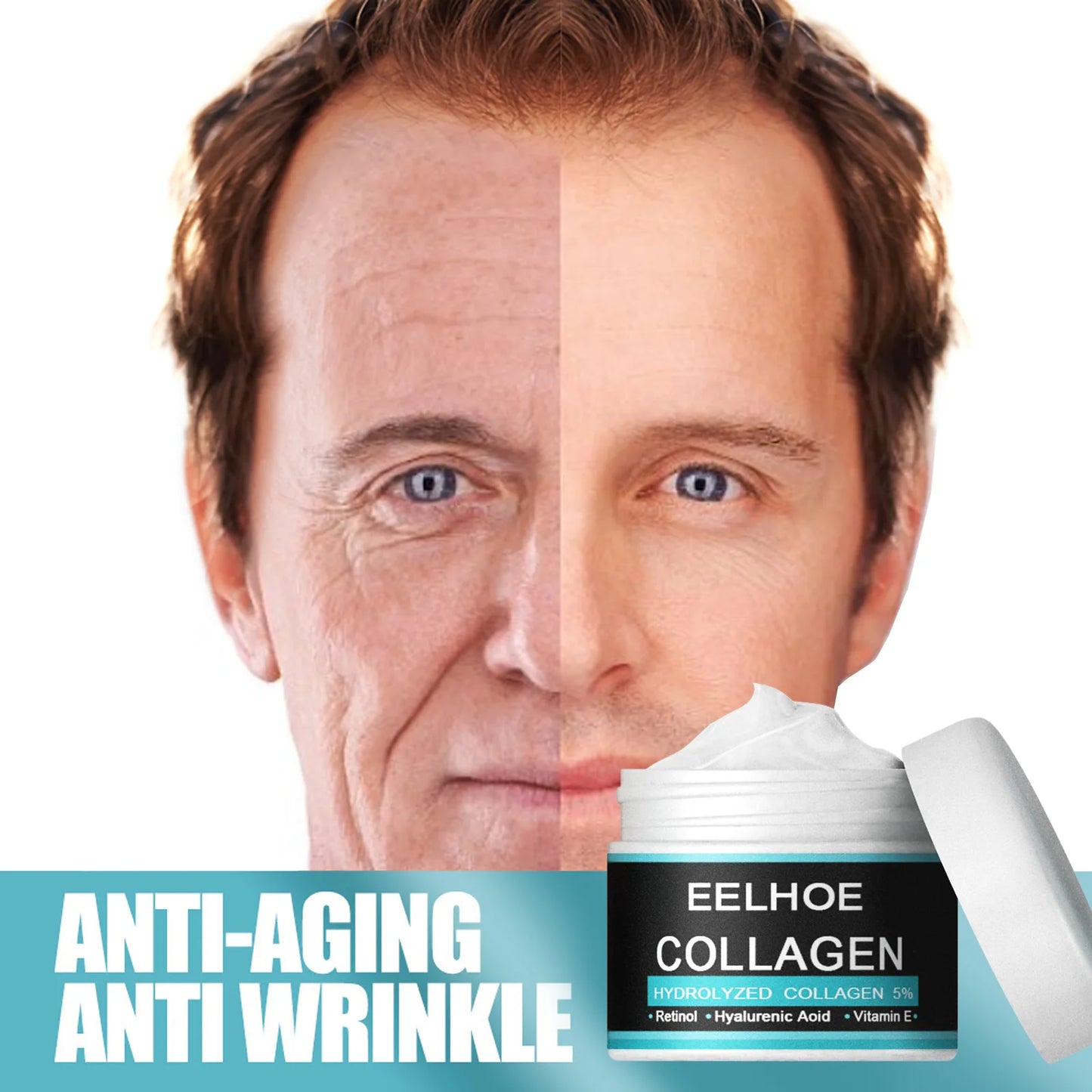 EELHOE Collagen Anti Aging Face Cream Hyaluronic Acid Remove Wrinkle Firming Lifting Whitening Moisturizing Men Facial Skin Care