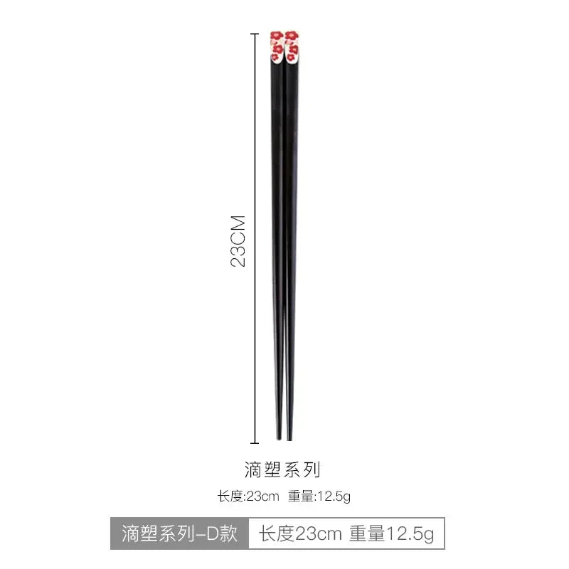 Hefeng Pointed Chopsticks for Home, Japanese Style, Fine Crafted, Solid Wood Cutlery, Creative, Non-slip, Heat Insulation