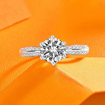 PuBang Fine Jewelry 925 Sterling Silver Sparkling 5MM-11MM Moissanite Diamond Wedding Engagement Ring for Women Anniversary Gift
