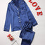 Solid Pajama Set Long Sleeve Button Up Lapel Top & Pants Pj Set Women's Sleepwear & Loungewear