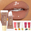 Nude Brown Plumping Lip Gloss Moisturising Fruit Lip Oil Transparent Fullness Lips Tint Soft Tube Makeup Applicator Beauty Care