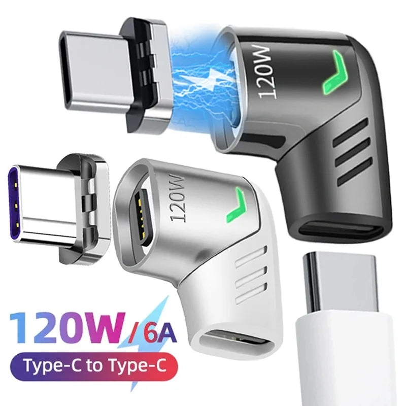 120W USB Type C Magnetic Adapter Fast Charge High Speed Data Transfer Converter For MacBook IPad Pro Samsung Xiaomi USB C Device