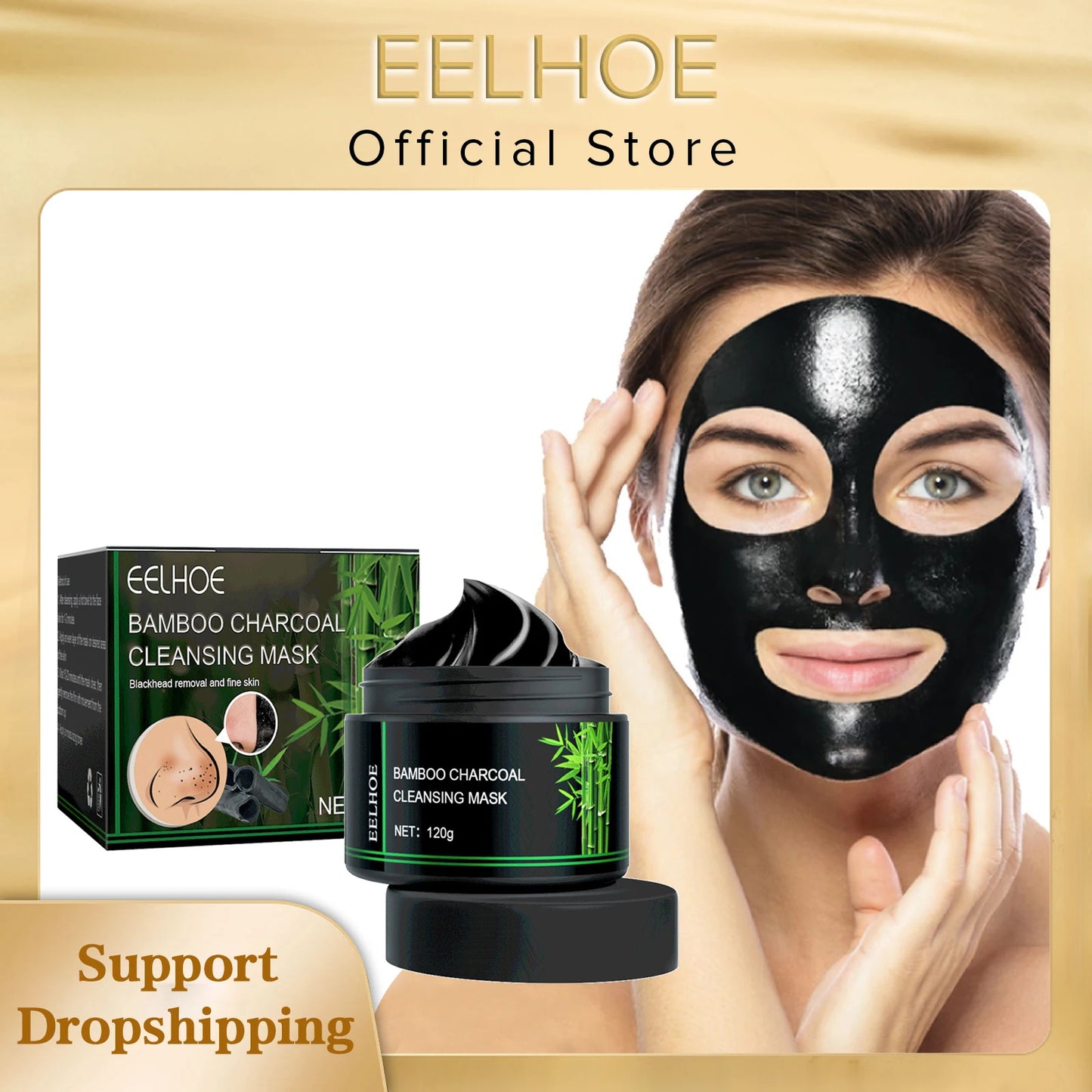 EELHOE Facial Blackhead Remover Mask Bamboo Charcoal Shrinking Pores Acne Treatment Oil Control Nose Cleansing Peel Off Mask Gel