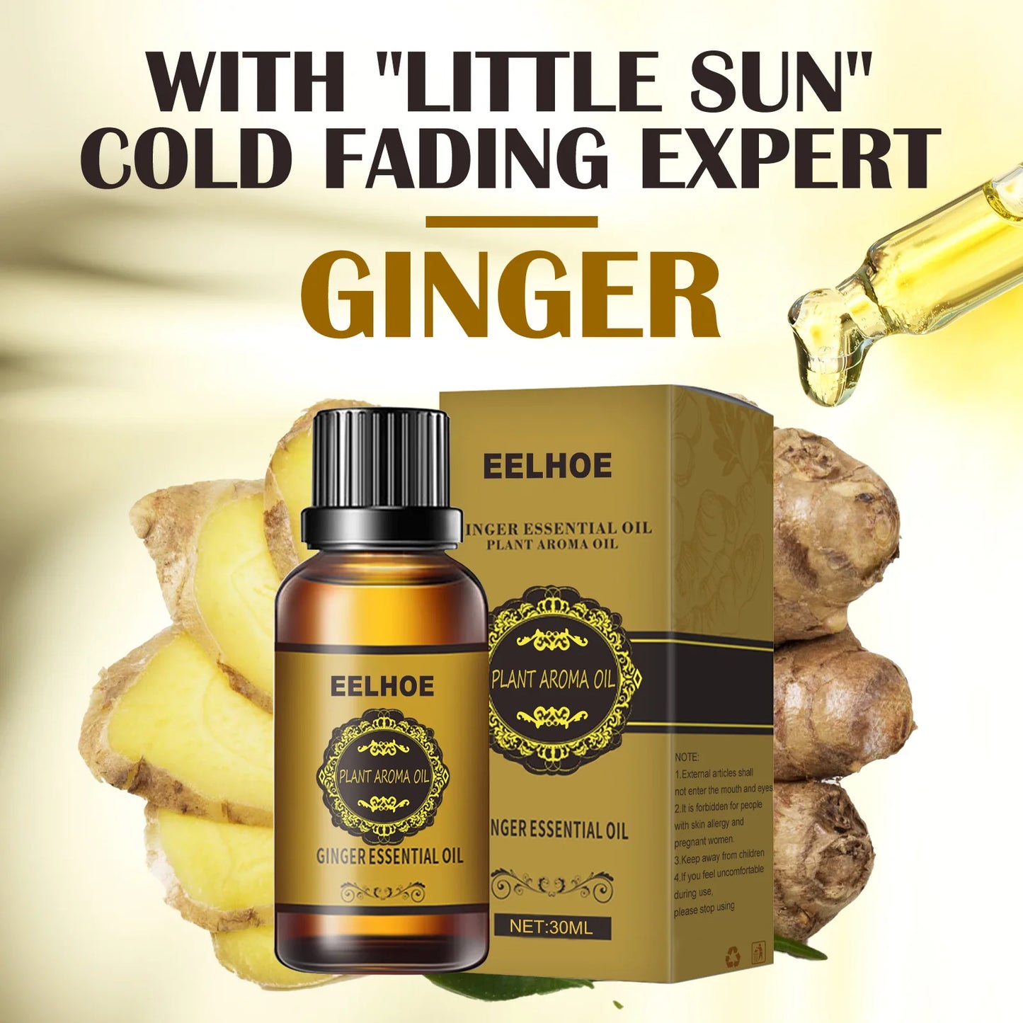 EELHOE Natural Ginger Slimming Essential Oil Fat BurnThin Leg Lymphatic Drainage Promote Metabolism Full Body Slim Massage Oil