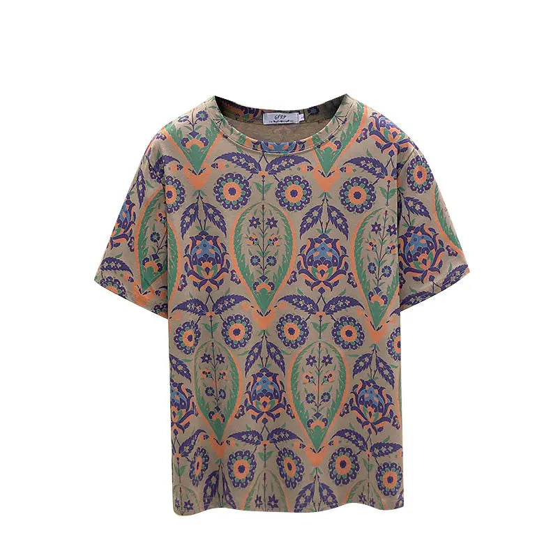 Fashion Casual Round Neck T-Shirts Loose Straight Pullovers Simplicity Printing Short Sleeve Summer Thin Women's Clothing 2023