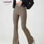 2024 Spring Summer New Checkerboard Shark Flared Leggings Women High Waist Tight Butt Lifter Sexy American Style Boot Cut  Pant