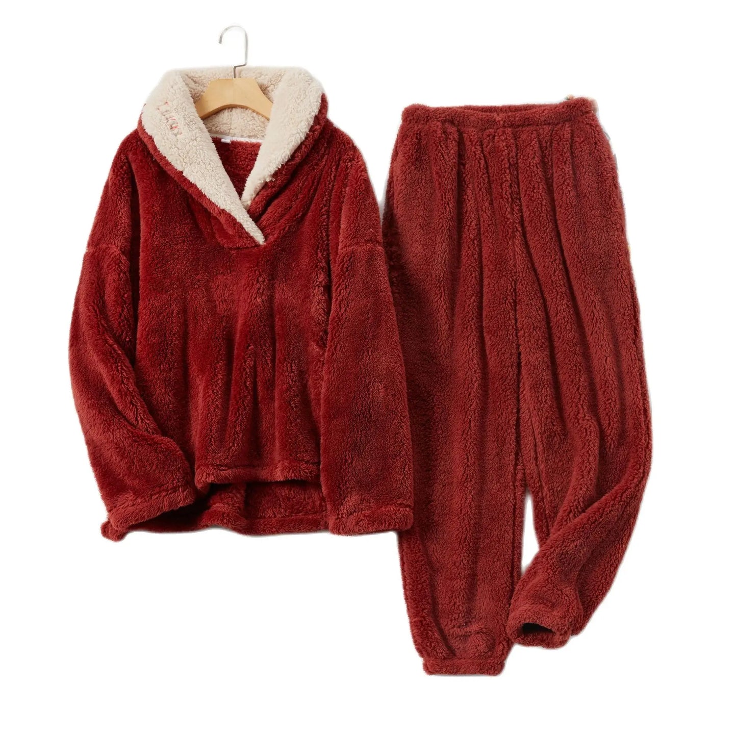 Coral Fleece Adult Blanket Pajamas Women Fall/winter Flannel Pajamas Set Thickened Couple Home Service Pijamas