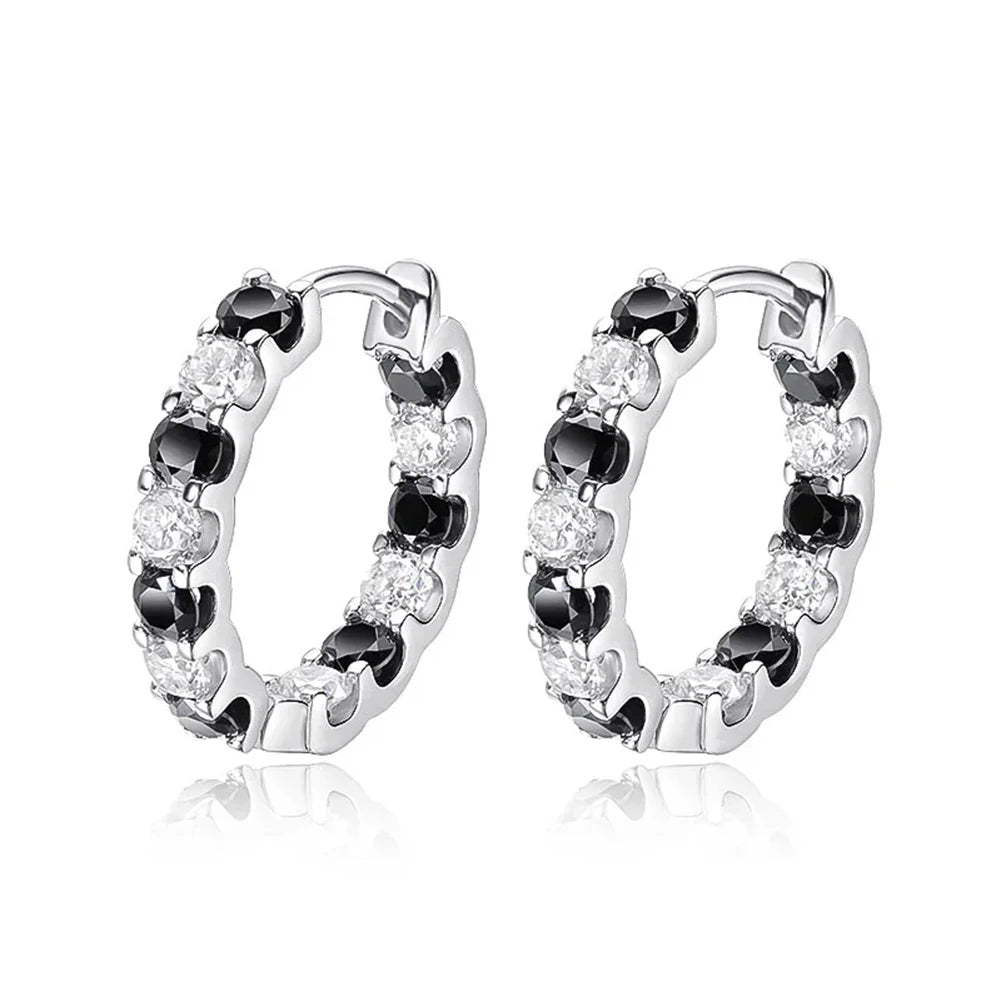 3mm D Color Black Full Moissanite Hoop Earrings for Women S925 Sterling Silver With GRA Diamond Earrings Party Fine Jewelry Gift