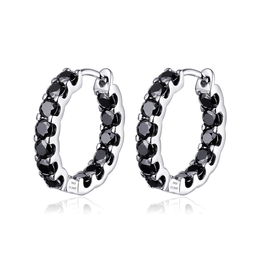 3mm D Color Black Full Moissanite Hoop Earrings for Women S925 Sterling Silver With GRA Diamond Earrings Party Fine Jewelry Gift