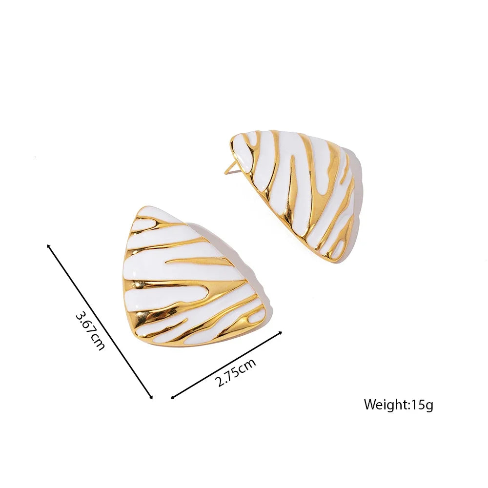 Fashion Geometric texture 18k gold plated individuality Ear studs Waterproof and colorfast Jewelry earrings for women