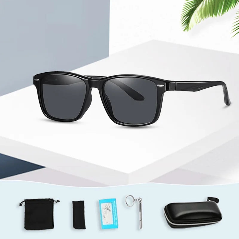 New Polarized Square Frame Sunglasses for Men's Glasses Set Fashion Classic Rice Nail Outdoor Uv400 Resistant Eyewear for Women