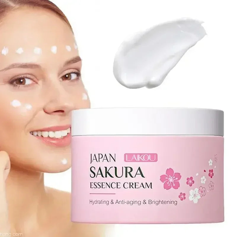 LAIKOU Japan Sakura Cream Cherry Blossom Facial Firming Moisturizing Anti Aging Shrink Pore Cosmetics Brighten Skin Care