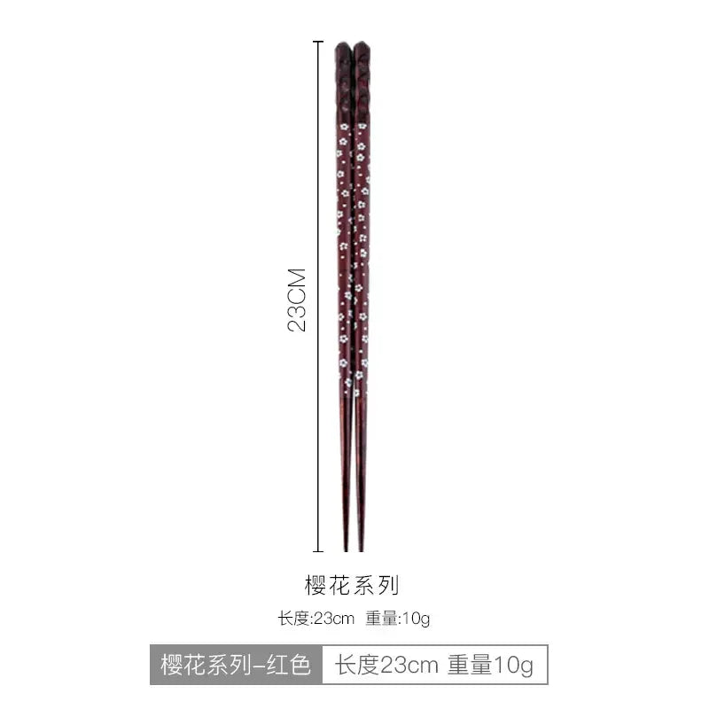 Hefeng Pointed Chopsticks for Home, Japanese Style, Fine Crafted, Solid Wood Cutlery, Creative, Non-slip, Heat Insulation