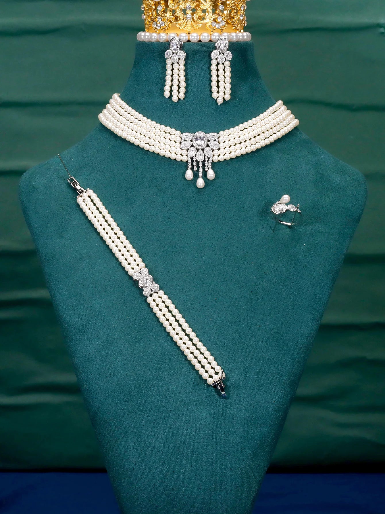 BrideTalk Luxury Multilayer Pearl Choker Necklaces for Women Crystal Zircon Necklaces Weddings Bride Jewelry