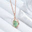Wbmqda Geometric Light Green Stone Pendant And Necklace For Women 585 Rose Gold Color Trendy Neck Chain Jewelry