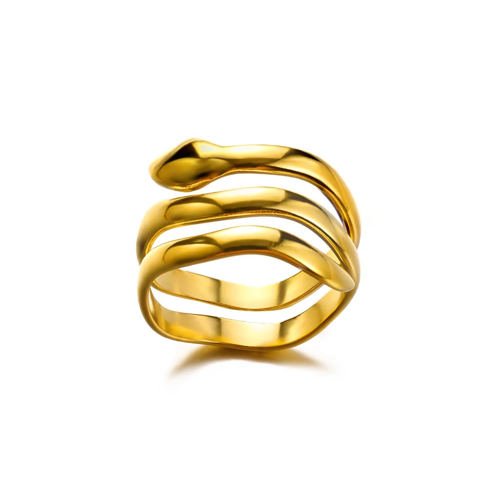 Geometric Lancet Glossy Stainless Steel Open Rings For Women Minimalist Gold Color Adjustable Wedding Ring Female Jewelry BFF