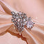 Simple personality full diamond flower ring 925 silver light luxury temperament zircon leaf ring party birthday jewelry gift