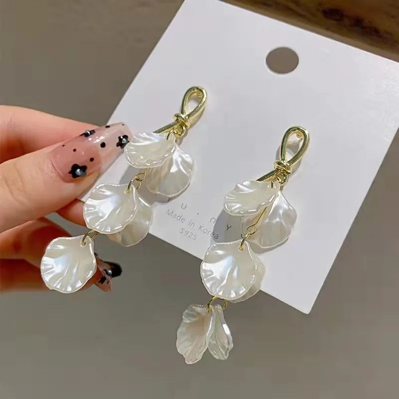 Korean Exquisite Heart Flower Drop Earrings For Women Girl Dangle Earring Girl Temperament Trendy Jewelry Valentine's Day Gifts