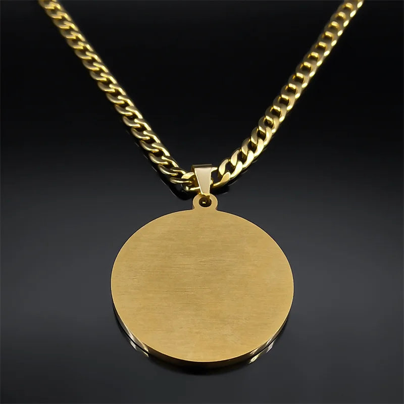 Islamic Muslim Allah Hip Hop Necklace for Men Women Stainless Steel Gold Color Pendant Necklaces Jewelry Gifts NZZZ490S05