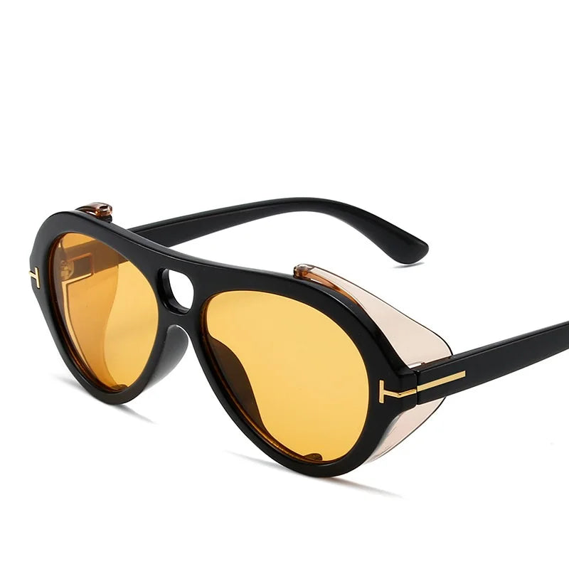 Brand Steampunk Sunglasses Fashion Women Luxury Pilot Sun Glasses Ladies Men Punk Style Sunglass Oval Men UV400