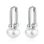 Stamp 925 Sterling Silver Simple Women Earrings With Pearl Aesthetic Vintage Smooth Korean Trendy Fine Jewelry