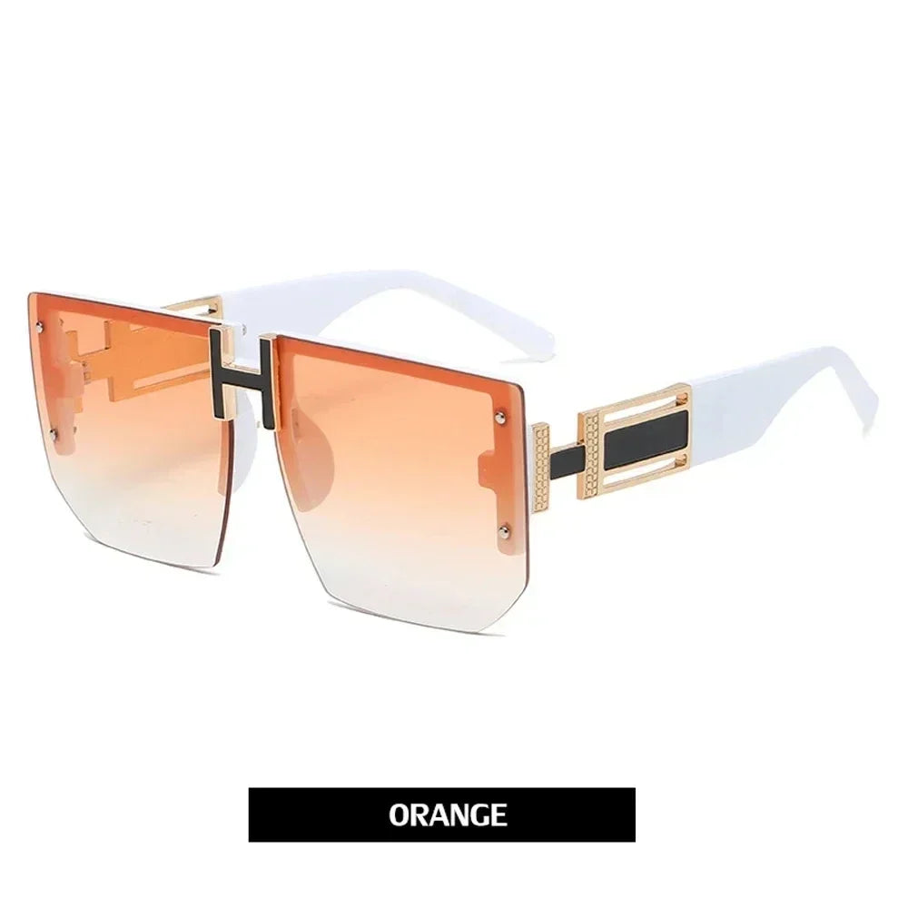 Rimless Square Frame Luxury Sunglasses Men Women Fashion Shades UV400 Vintage Glasses