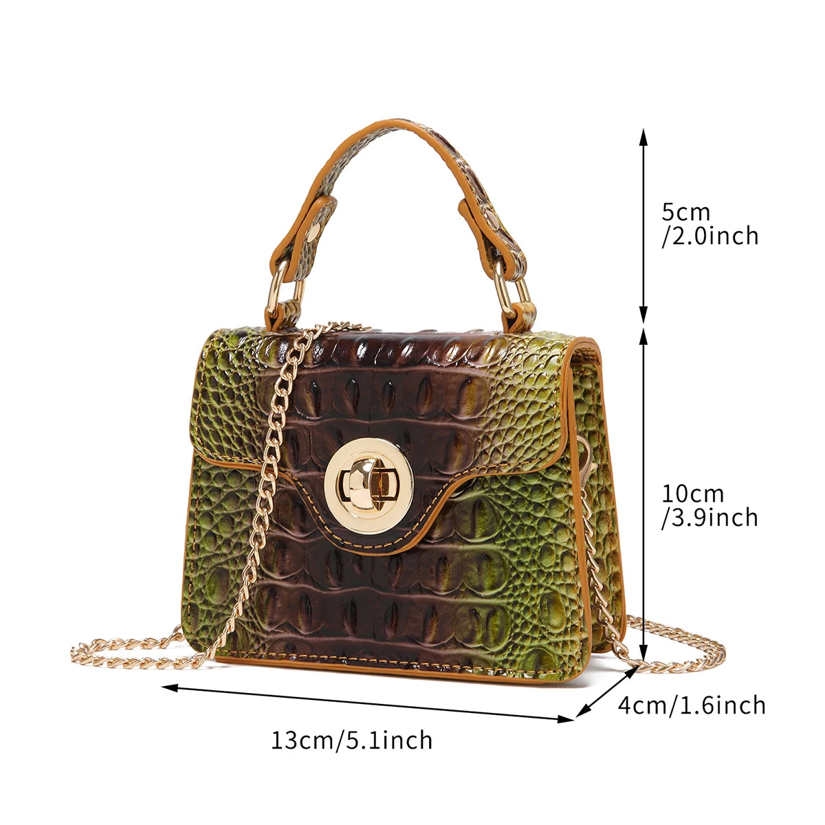 Dinner Handbag Crocodile Pattern Colorful Shaped Small Bag Mini Compact and Cute,Tiny,Wallet, Smaller