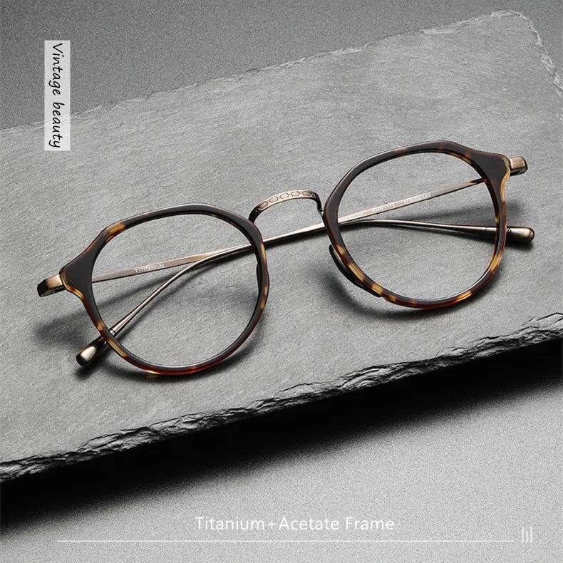 Japanese Vintage Style, Artistic Classy Titanium And Acetate  Frame  for Men and Women as KameManNen design KMN11-13