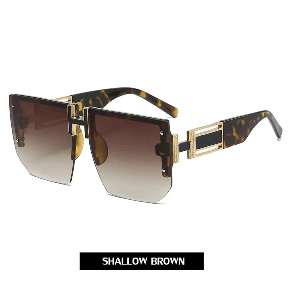 Rimless Square Frame Luxury Sunglasses Men Women Fashion Shades UV400 Vintage Glasses