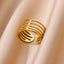 Geometric Lancet Glossy Stainless Steel Open Rings For Women Minimalist Gold Color Adjustable Wedding Ring Female Jewelry BFF