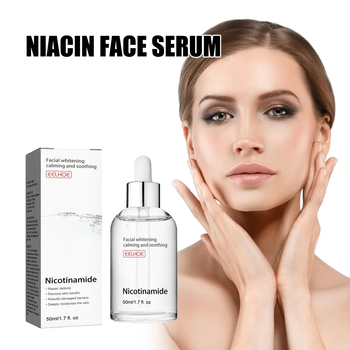 Nicotinamide Face Serum Dark Spot Whitening Acne Pimple Treatment Pore Shrinking Moisturizing Niacinamide Hyaluronic Acid Serum