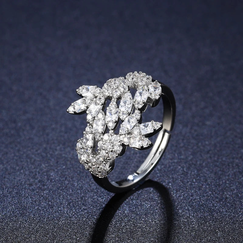2023 New 4-piece Cubic Zirconia Women's Jewelry Necklace Earrings Bracelet Rings Bridal Wedding Jewelry Set