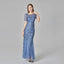 Plus Size Sequin Mesh Embroidery Mermaid Evening Dress Formal Short Sleeve Elegant Party Prom Gowns Long Maxi Dresses for Women