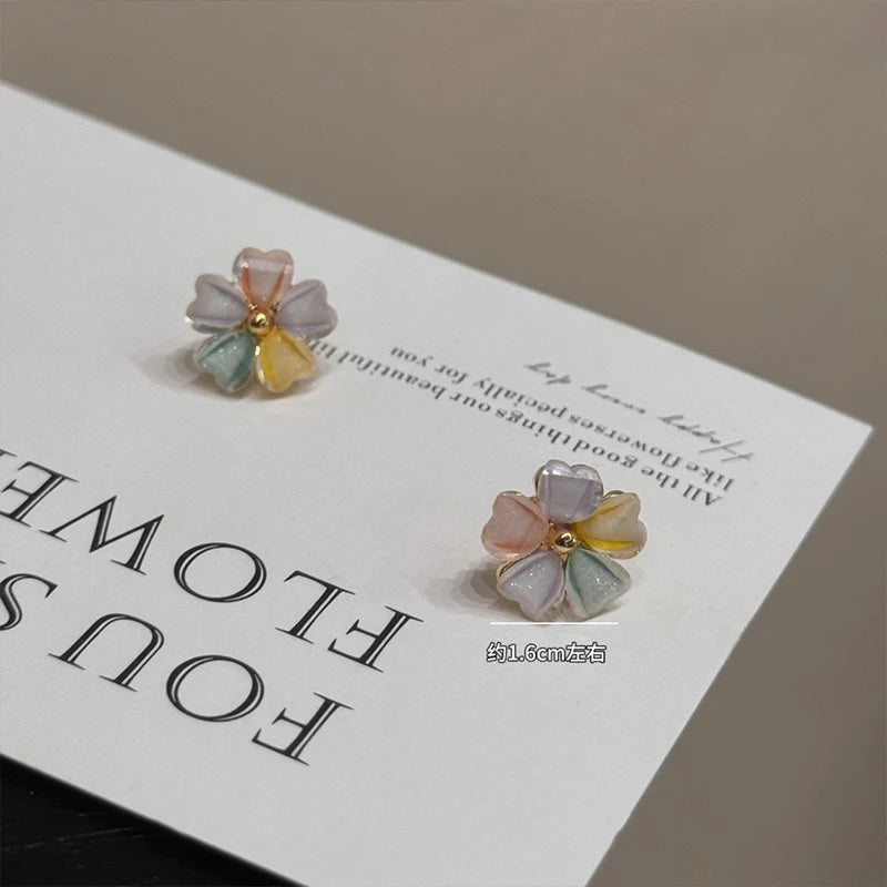 Colorful Daisy Earrings Light Luxury Fashionable Exquisite High Grade Sweet Cute Earrings Simple Girl's Daily Party Jewelry Gift
