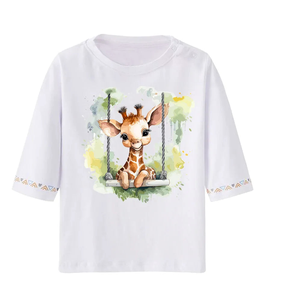 Baby Animal On Swings Heat Transfers For Kids Clothing Elephant Tigers Lion Stickers On Clothes Diy Thermal Patches Decals