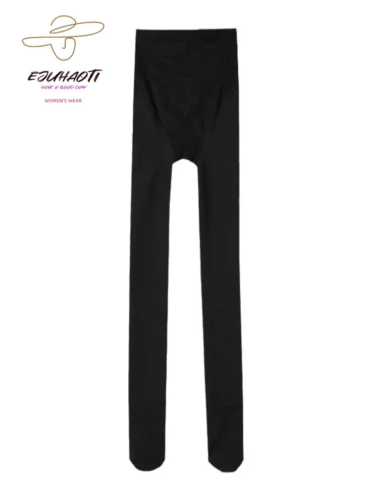 Women's Fake Bare Leg Black Silk Leggings Tights Velvet Warm Pantyhose Translucent Stockings Sexy High Elastic