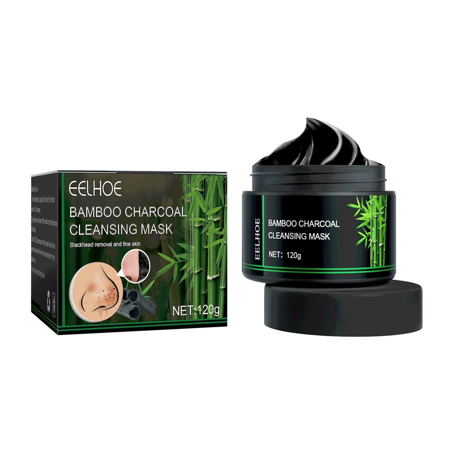 EELHOE Facial Blackhead Remover Mask Bamboo Charcoal Shrinking Pores Acne Treatment Oil Control Nose Cleansing Peel Off Mask Gel