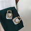 Korea Acrylic Resin Geometric Square Hanging Stud Earrings New Fashion Hollow Metal Trendy Earrings 2022 Jewelry Gift