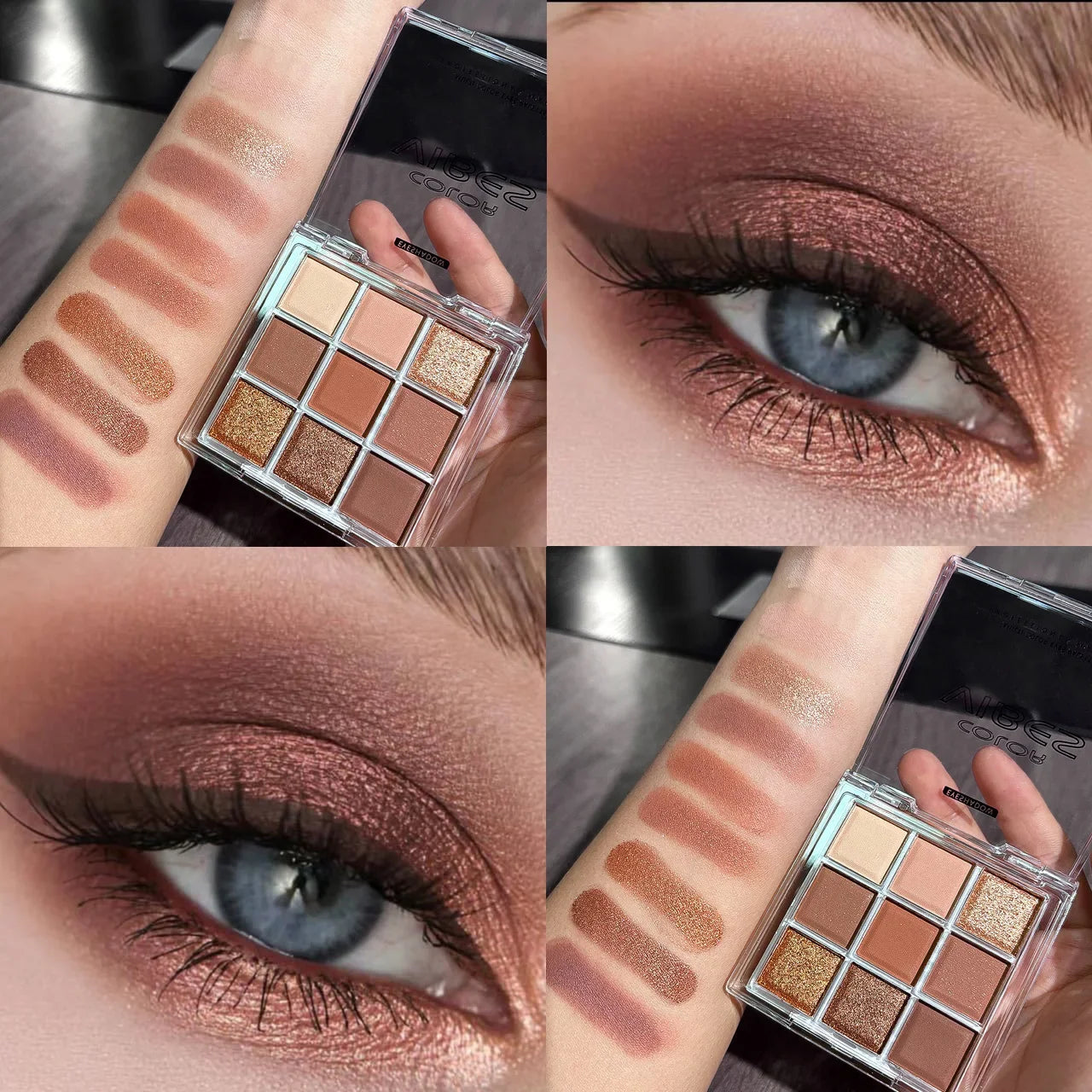 Sexy Charming Deciduous Red Brown Eye Shadow Makeup Palette Chocolate Brown Pearl Glitter Powder Nine Color Eye Shadow Palette