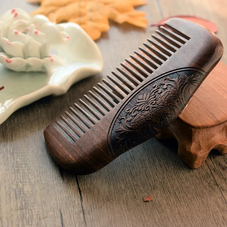 Pocket Wooden Comb Natural Black Gold Sandalwood Super Narrow Tooth Wood Combs No Static Lice Beard Comb Hair Styling