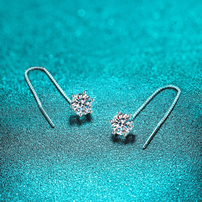 smyoue 1/2CT White gold plated moissanite earring for women tassel classic D color drop earring lab diamond S925 sterling silver