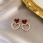 Korean Exquisite Heart Flower Drop Earrings For Women Girl Dangle Earring Girl Temperament Trendy Jewelry Valentine's Day Gifts
