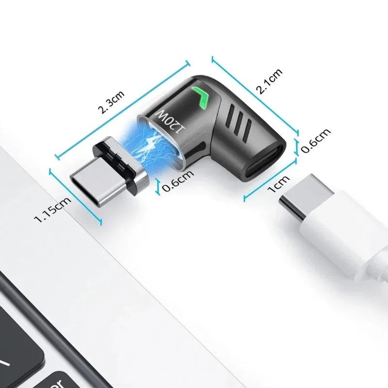 120W USB Type C Magnetic Adapter Fast Charge High Speed Data Transfer Converter For MacBook IPad Pro Samsung Xiaomi USB C Device