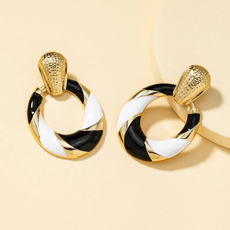 Retro  colorful enamel geometric earrings for women holiday party gift fashion jewelry AE082