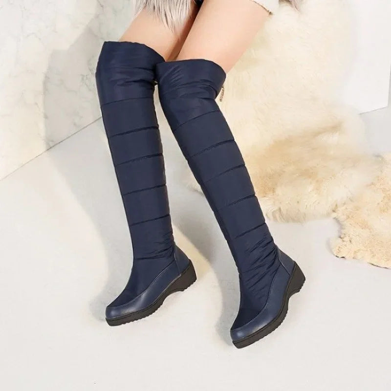 2023 Winter Waterproof Women's Knee-high Boots Warm Cotton Material Windproof Knee Protection Snow Boots Long-lasting Wear