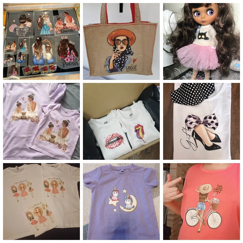 Prajna Heat Transfer Vinyl Colorful Animals Skull Patch Iron-On Transfers For Clothing Heart DIY Thermal Stickers On Clothes