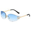 Rimless Oval Sunglasses Women UV400  Oversized Gradient Black Lenses Metal Frame Punk Decorative Glasses Men Goggles Female