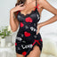 Sleepwear Women's Nightgown Sexy Lingerie Love Printed Halter Backless Mini Dress Casual Pajamas Sleepshirts Nighties